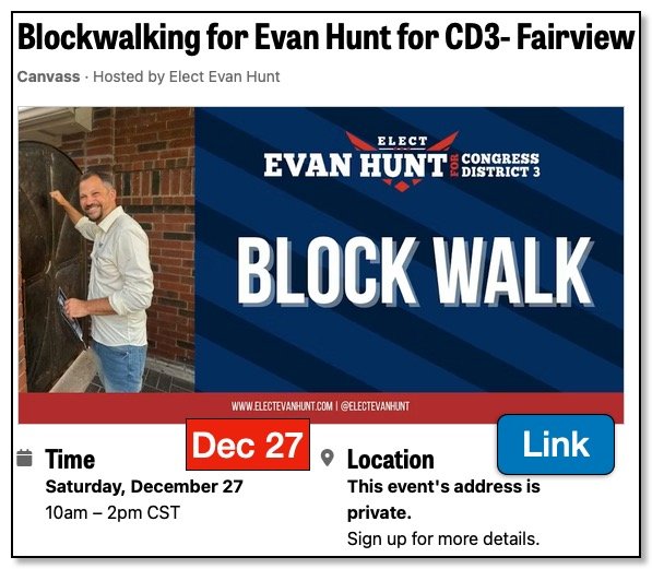 Blockwalking for Evan Hunt for CD3- Fairview 