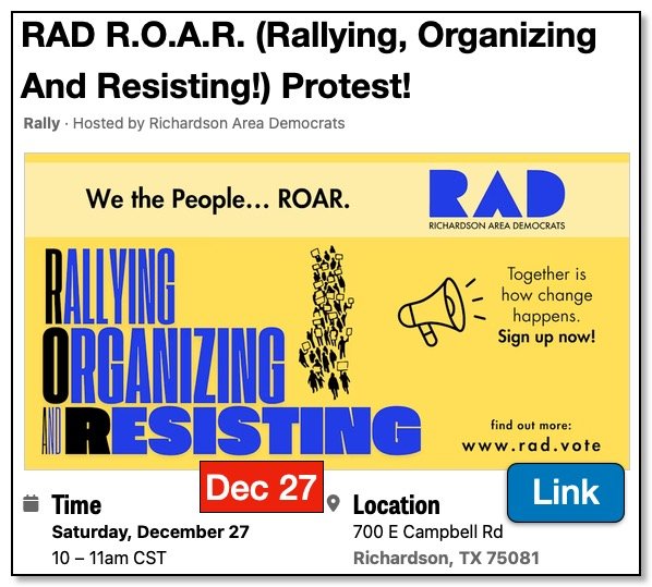 RAD R.O.A.R. (Rallying, Organizing And Resisting!) Protest! 